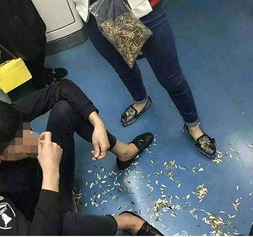 男女蹲地嗑瓜子壳一地白癜风扩散  